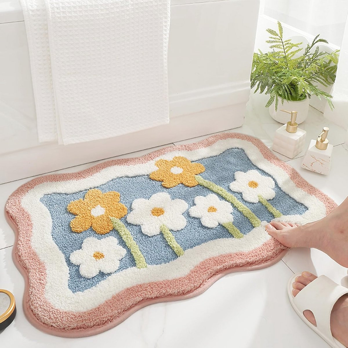 Merkloze antislip badmat van zacht microvezel, super absorberend en machinewasbaar, 50 x 80 cm