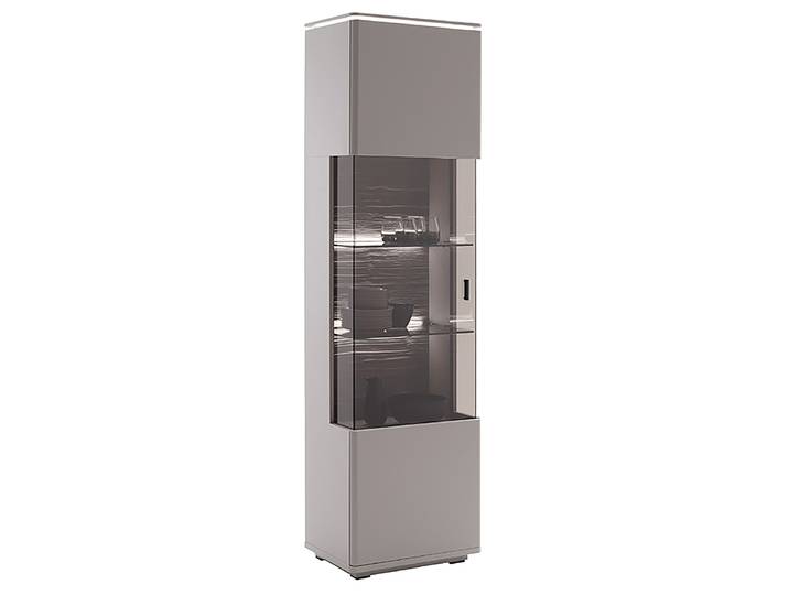 Beleuchtete Standvitrine 55 x 201 x 38cm Grau