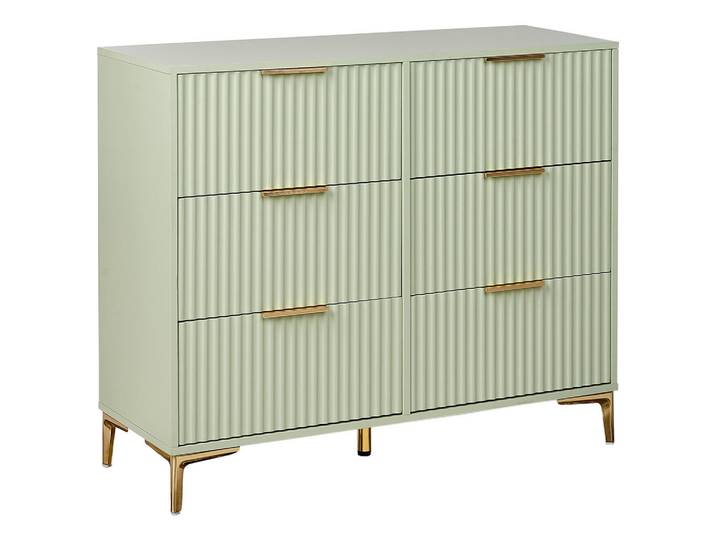 Beliani Kommode mit 6 Schubladen Hellgrün Walcott, 108x89x40 cm, Kleinmöbel, Kommoden, Kommoden