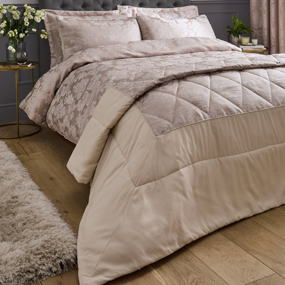 Catherine Lansfield Damask Jacquard Bedspread Gold
