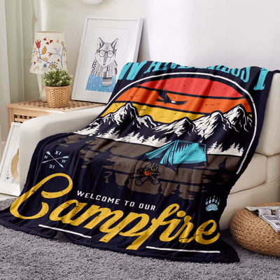 Inspire Curations American Retro Landscape Flannel Throw Blanket gt 1092 100x150cm(3.3x4.9ft
