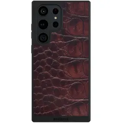 Nivocase Handyhülle für Samsung Galaxy S23 Ultra Hülle NIVOpure Case Schwarz Animalprint Krokodil Leder (Samsung Galaxy S23 Ultra), Smartphone Hülle, Schwarz