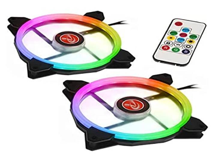 Raijintek compatible IRIS 14 Rainbow RGB LED-Lüfter, 2er Set inkl. Controller - 140mm