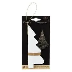 Decoris, Christbaumschmuck, Baum Papier weiss 15cm