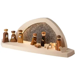 Seiffener Volkskunst Gesteinsbogen natur LED beleuchtet Christi Geburt 37 cm