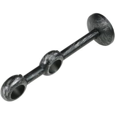 Gardinenstangenhalter LIEDECO "Doppelträger, Träger 2-läufig "Esperanca" für 16 mm Stangen" Gr. 1, silber (silberfarben, schwarz), H:3cm L:14,2cm, Gardinenstangenhalterungen, Träger, Wandhalter