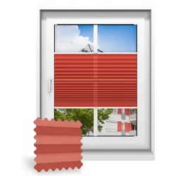 Plissee ohne Bohren nach Maß, Rot 133070, 30 x 80 cm, Plissee individuell maßangefertigt