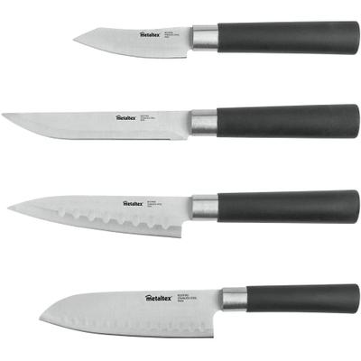Messer-Set METALTEX "Asia", silber (silberfarben, schwarz), Edelstahl, Kochmesser-Sets