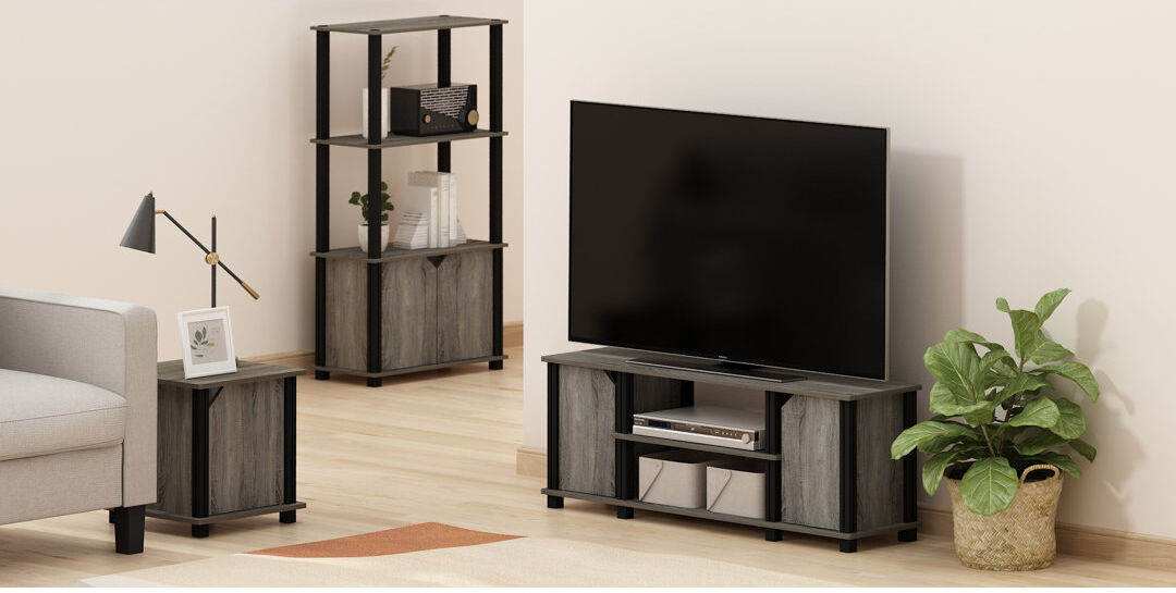 Ebern Designs Dontaz TV Stand for TVs up to 43" French Oak/Black 43"