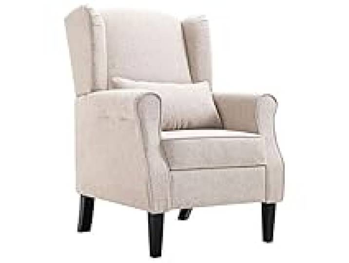 Helloshop26 Fauteuil Chaise siège Lounge Design Club Sofa Salon Lin Tissu Beige 1102202/3