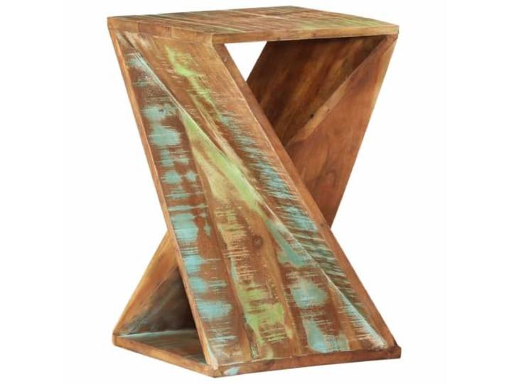 HQWNVXNM Beistelltisch 35x35x55 cm Altholz Massiv Bunt Gedreht Handgefertigter Sofatisch und Nachttisch für Wohnzimmer und Schlafzimmer, skulpturale Form als Hocker nutzbar.