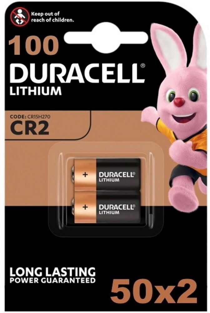 Box of 100 x Duracell CR2 DLCR2 DL-CR2 3v Lithium Batteries