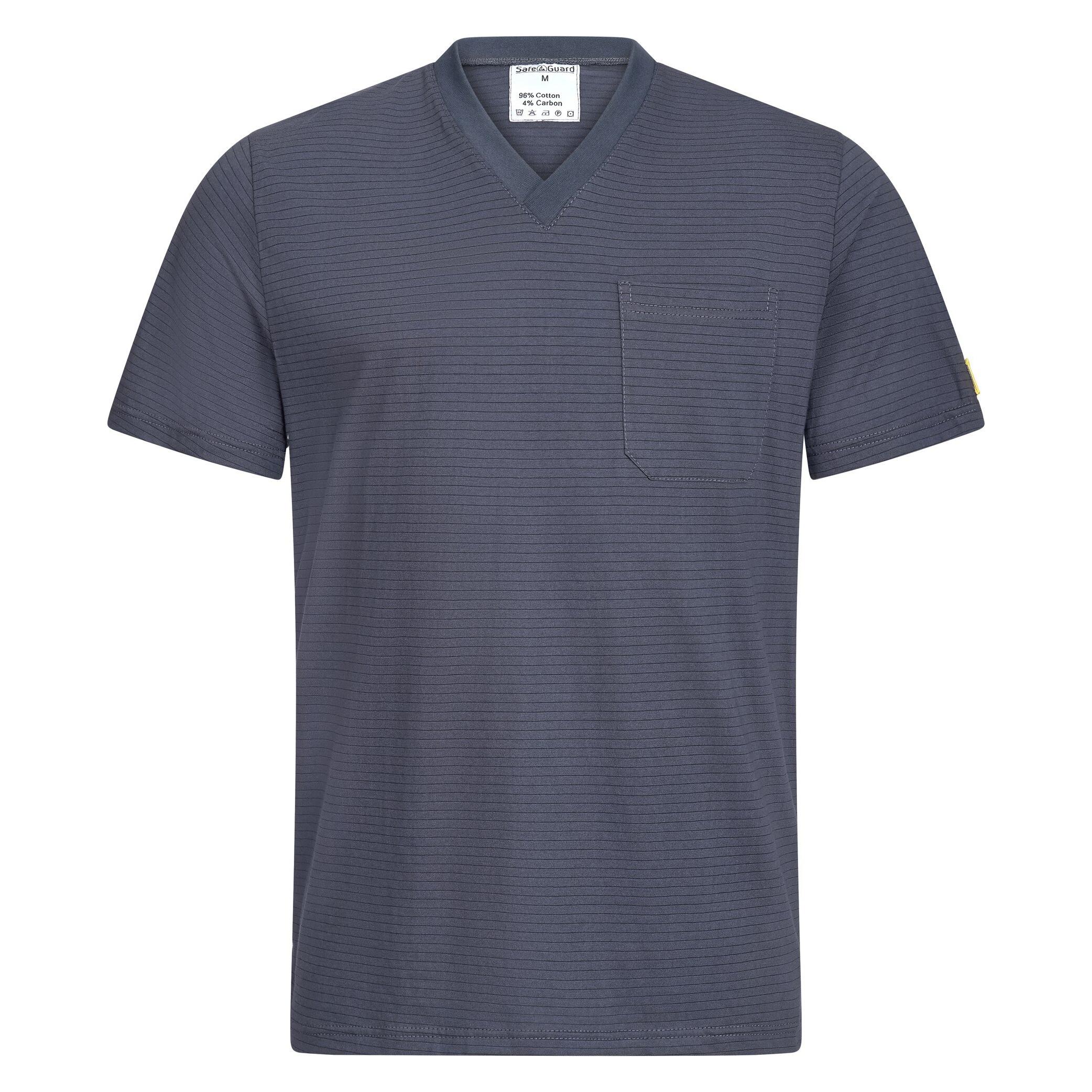 Safeguard ESD-T-Shirt mit Brusttasche, V-Ausschnitt, 150g/m², dunkelgrau, XXL (XXL) (SG-TS-GR-150-K20-XXL)
