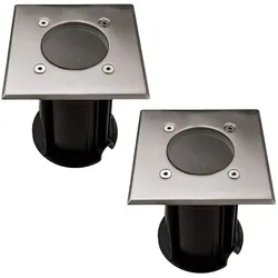 Bodeneinbaustrahler Aussen GU10 Terrassenboden Beleuchtung Bodeneinbauleuchte Außen, App-Steuerung, Edelstahl stoßfest, Smart RGB LED 4,5W 290Lm, LxBxH 11x12 cm, 2er Set