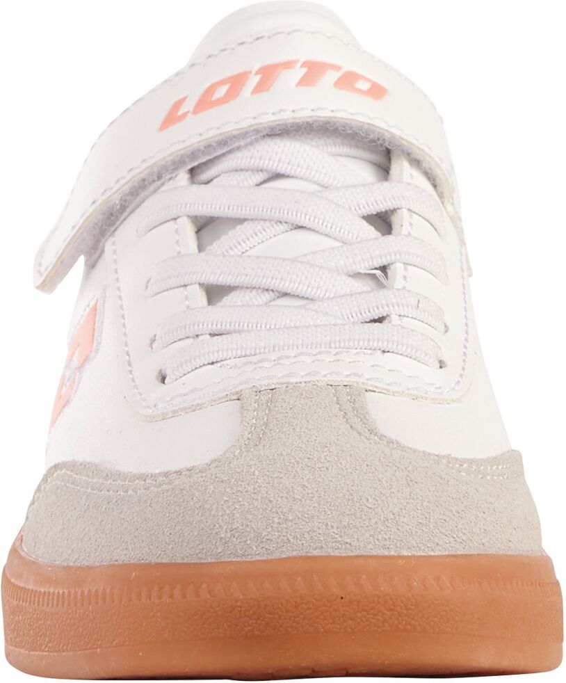 Sneaker LOTTO, Jungen, Gr. 25, weiß (weiß, papaya), Synthetik, clean, Schuhe Sneaker, - ohne Schnüren: Elastiksenkel & Klettverschluss