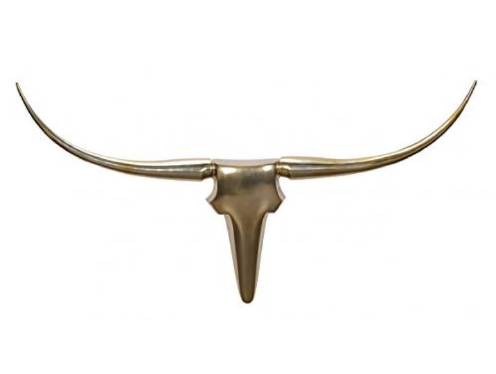 Wohnling Wanddeko Geweih 125x10x60 cm Aluminium Gold, Stierkopf