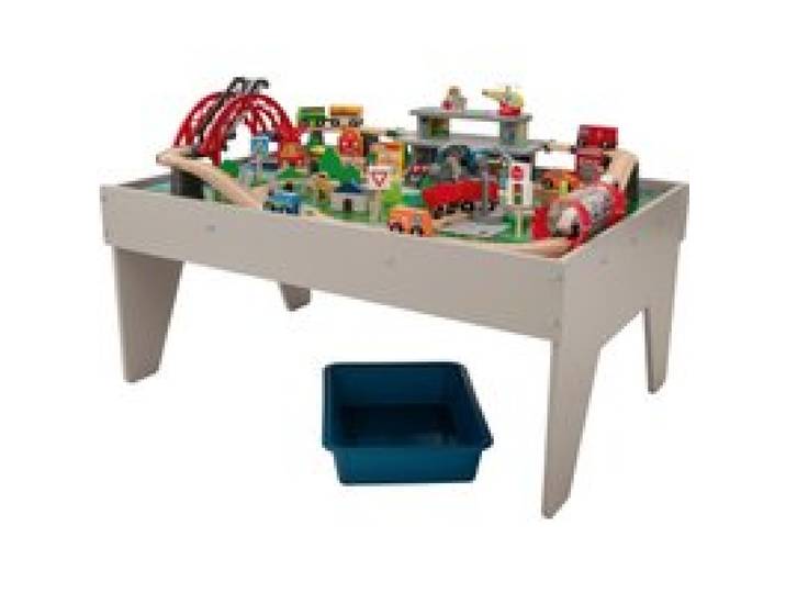 LUPILU® Table de jeu de train en bois, 100 pièces