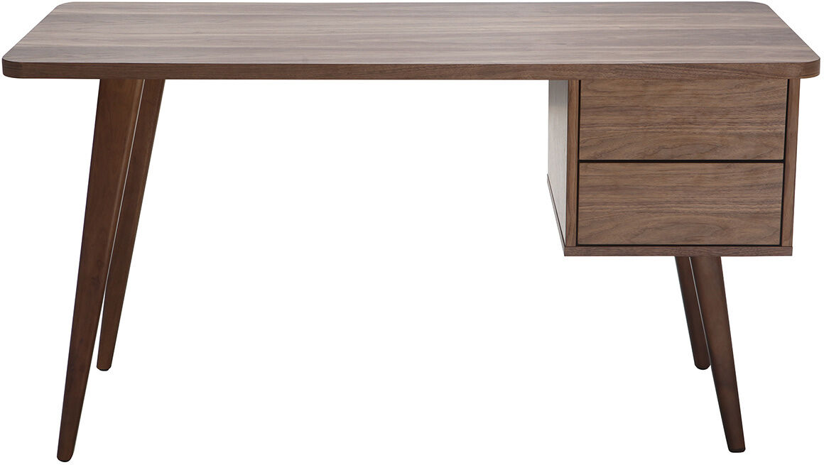 Miliboo Bureau avec rangements 2 tiroirs bois foncé noyer L140 cm FIFTIES