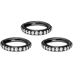 SET Chirurgenstahl Segmentring Clicker EINGEFASSTE KRISTALLE ++Neues Design++