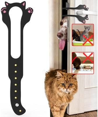 Market Central Adjustable Cat Door Holder Latch With Sizes Pet Door Stopper For Easy Cat Access black