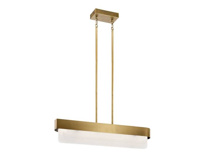 Lustre LED Acier, Laiton, Verre texturé