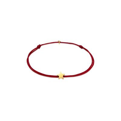 Armband ELLI "Stern Astro Textilband 925 Silber" Gr. 16, rot (dunkelrot), Armbänder, Damen, 16cm, ohne Stein, Silber 925 (Sterlingsilber), Armband