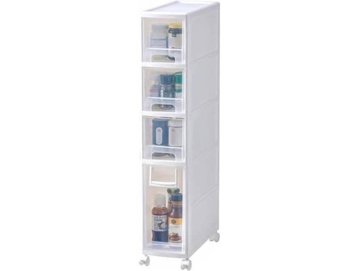 Schlanke, Rollende Schrankschubladen For Die Organisation Kleiner Räume Bodenschrank-Organizer, Standschrank for Küche/Wohnzimmer(4 Tier)