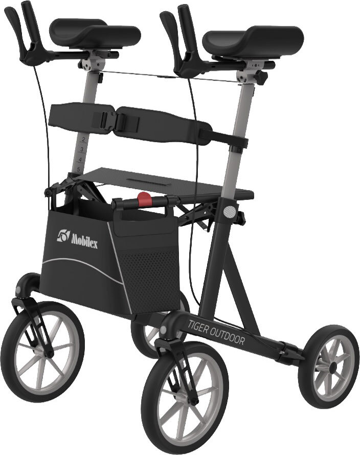 Mobilex Arthritis Rollator Tiger Outdoor mit drehbaren Armstützen Farbe: metallic braun