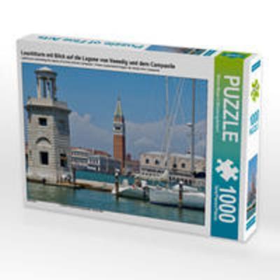 CALVENDO Puzzle Leuchtturm mit Blick auf die Lagune von Venedig und dem Campanile 1000 Teile Lege-Größe 64 x 48 cm Foto-Puzzle Bild von Marion Meyer ©