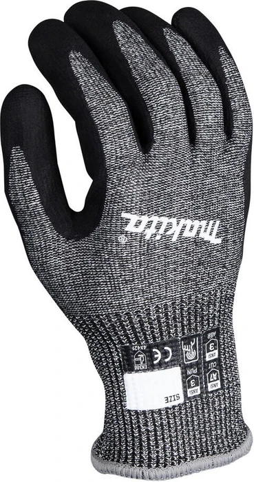 Makita Arbeitshandschuhe P-84729, Gr. L (9), Schnittfestigkeit F/7 (schwarz/grau, 1 Paar)