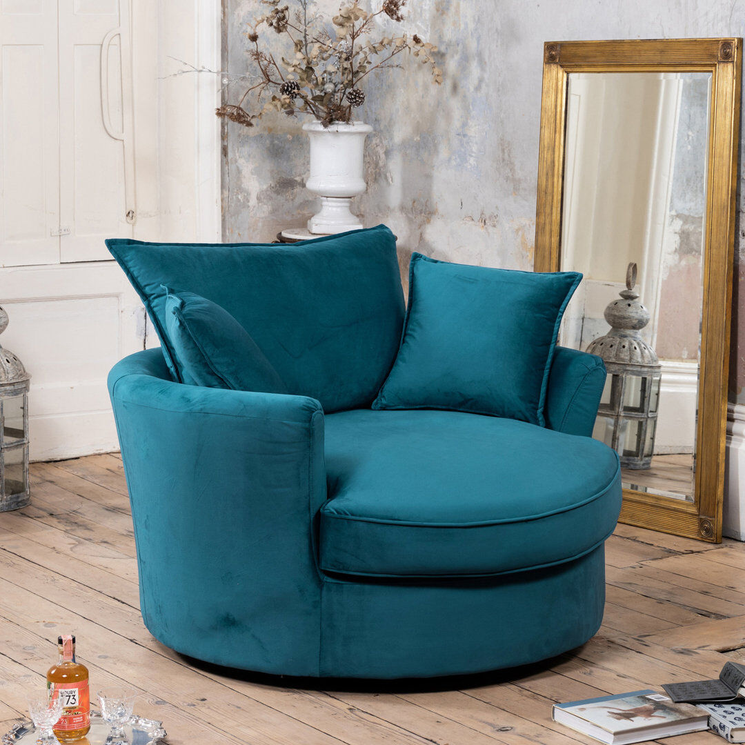 Fairmont Park Fayyaz Velvet Swivel Base Cuddle Chair Orange 86cm H X 127cm W X 120cm D