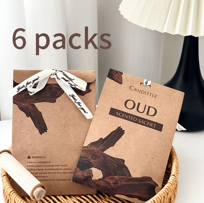 Inspire Curations 6 Pack Aromatherapy Scented Sachet Set Long Lasting Scented Sachets For Closet, Drawer & Car Freshening 6 Packs Oud