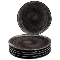 6er Set Dessert- Kuchenteller Zakynthos Reactive Glaze Schwarz - 24321870