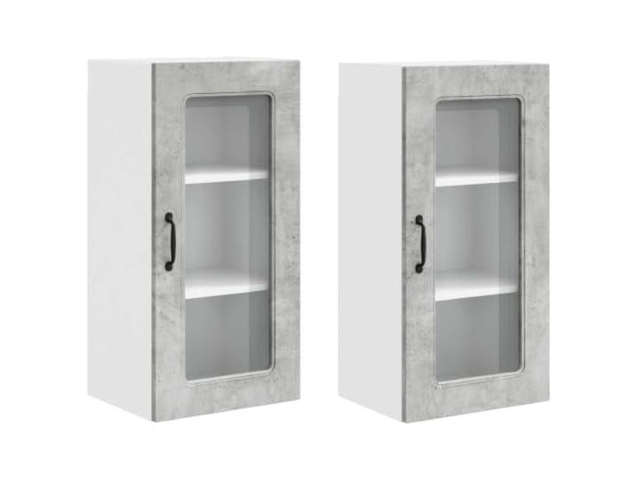 KGHFDVB Küchenschrank Kalmar 2 Stück Betongrau Holzwerkstoff 40 cm Holzwerkstoff, 6 Regale und 2 Türen, bis 120 kg belastbar, für Küchen und Kochbereiche, 2er Set