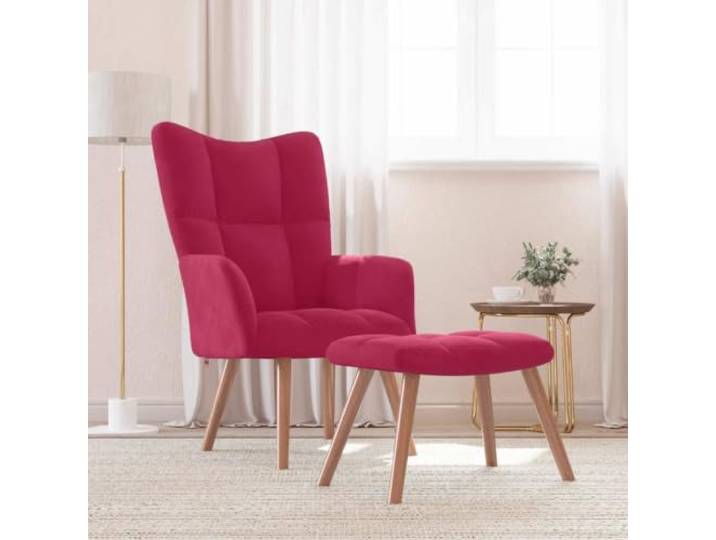NLQMSU Relaxsessel, Bordeauxrot, Velours, mit Fußstütze Gepolsterter Schaumstoff, Stahlrahmen, Holzfüße, Belastung 110 kg, Block-Rückenlehne