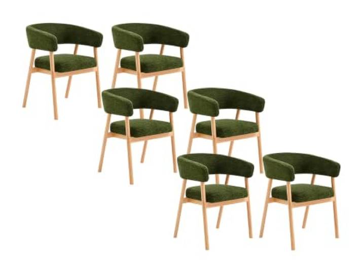Vente-unique - Stuhl 6er-Set Joraka - Holz Tannengrün Gepolsterte Sitzfläche für mehr Komfort