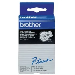 Brother TC-101 Authentic Schriftband Selbstklebend Schwarzer Druck auf Transparent 12 mm x 7.7m