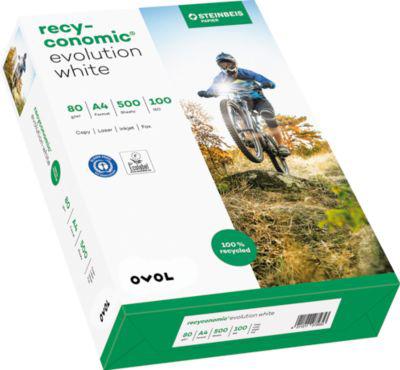 Recyclingpapier Ovol Recyconomic Evolution White, DIN A4, 80 g/m², naturweiß, 2500 Blatt