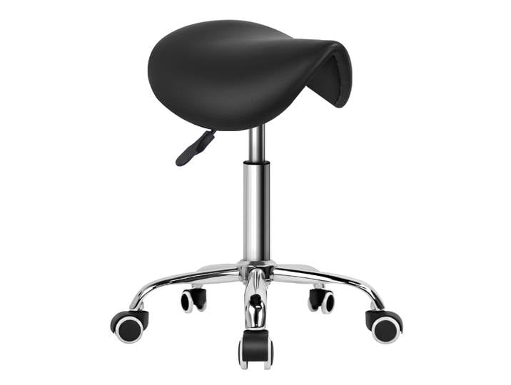 CANBOUN tabouret de selle roulante tabouret roulant réglable pivotant en cuir PU avec roues chaise de Salon noir