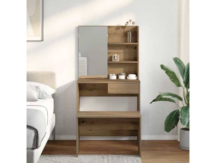 Brun Ensemble de coiffeuse chambre - SARAZYJ - Pour femmes - chêne artisanal bois ingénierie LL489