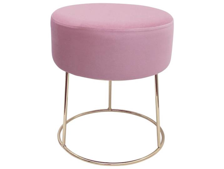 Hocker Marilyn Samt Rosa Sitz gepolstert H: 40,5 cm