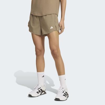 Shorts ADIDAS PERFORMANCE "WORKOUT ESSENTIALS-2-IN-1", Damen, Gr. XL, N-Gr, khaki six, normal, gr., Obermaterial: 100% Polyester, Hosen Shorts, für Fitness und sportliche Aktivitäten, mit climacool