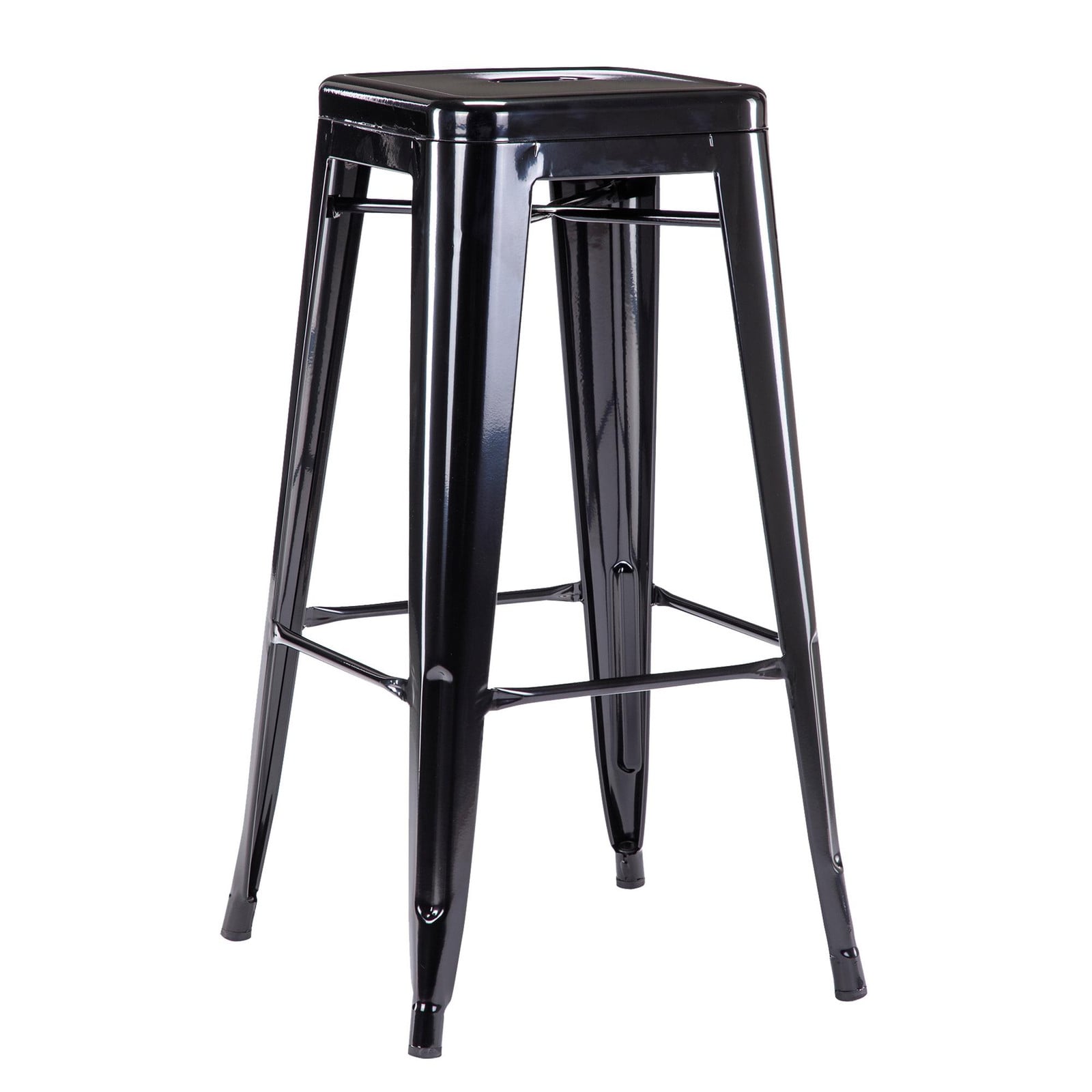 Duhome Barkruk van ijzer, stapelbare metalen bistrostool in zwart design voor keuken en eetkamer