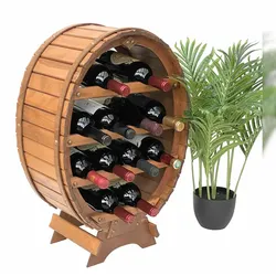 DanDiBo Weinregal Holz Stehend Weinfass 12 Flaschen Braun gebeizt Flaschenregal Flaschenhalter Fass