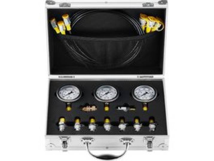 VEVOR Hydraulikdruck-Testset, 250 / 400 / 600 bar, 3 Messgeräte, 9 Prüfkupplungen, 3 Prüfschläuche, Bagger-Hydraulik-Testmessgeräte-Set mit Tragbarer Tragetasche für Bagger, Traktoren, Baumaschinen