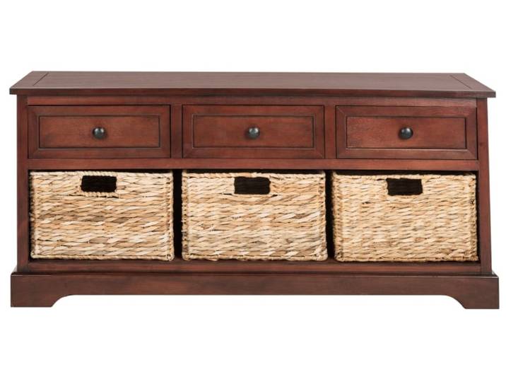 Banco en bois massif, cerise foncé