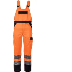 Warnschutz Latzhose "KONTRAST" - 48 - orange/marine