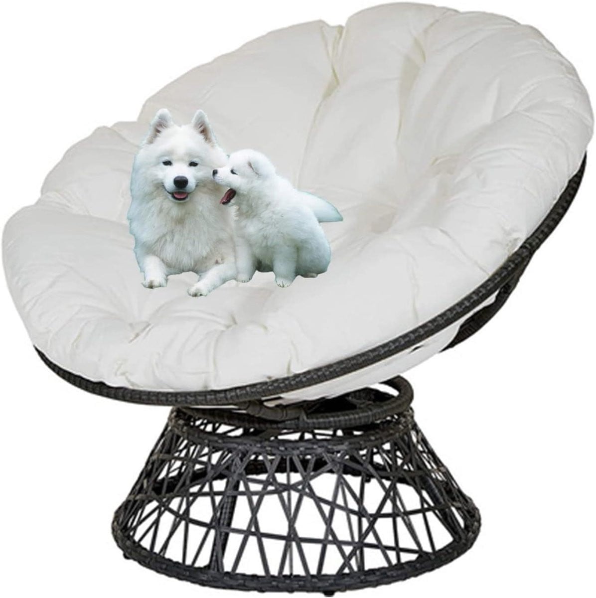 Wit Papasan Stoelkussen voor Hangstoel - Rond - 180 cm