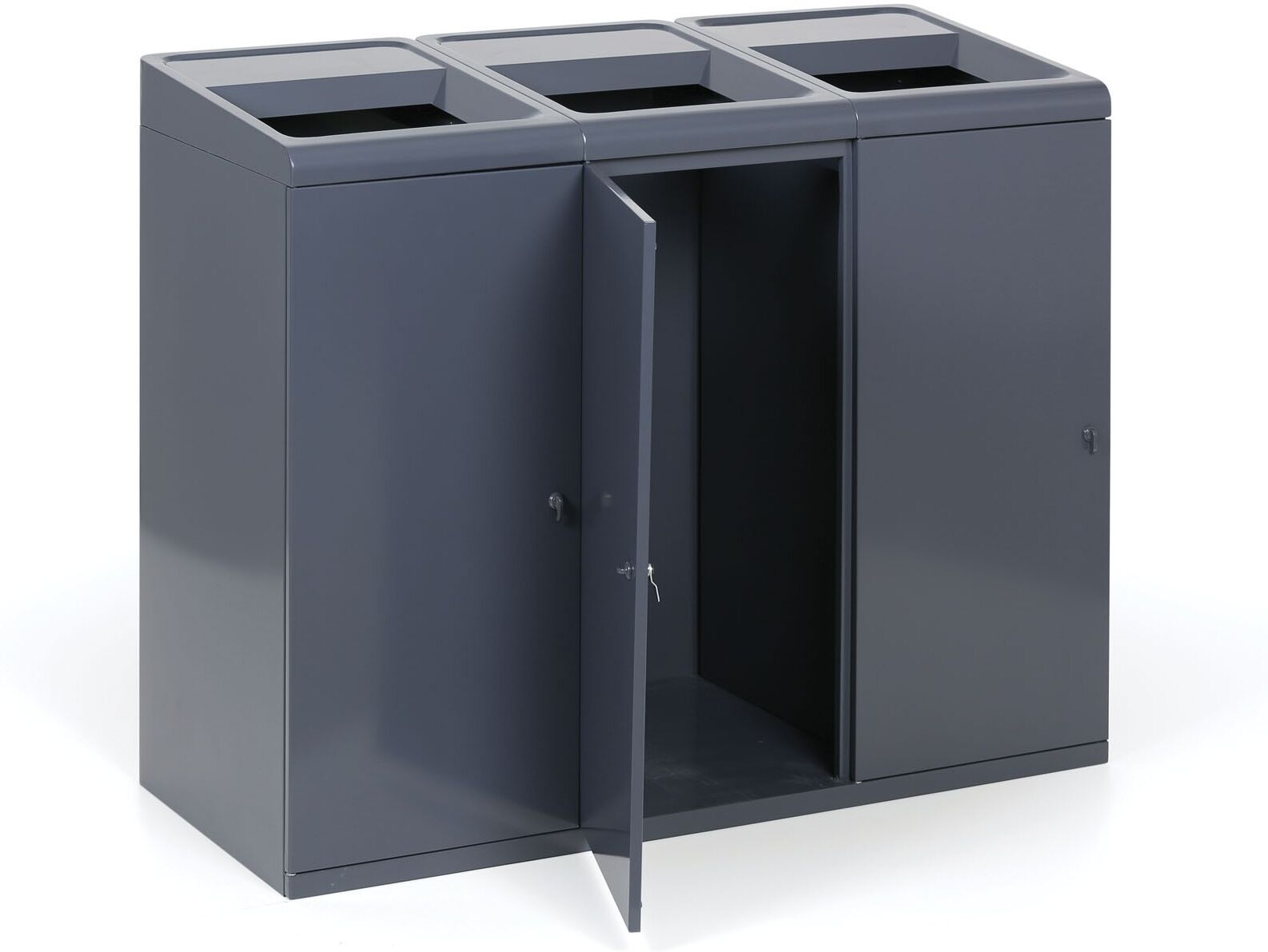 B2B Partner Mülleimer für mülltrennung, 3x108 l, grau