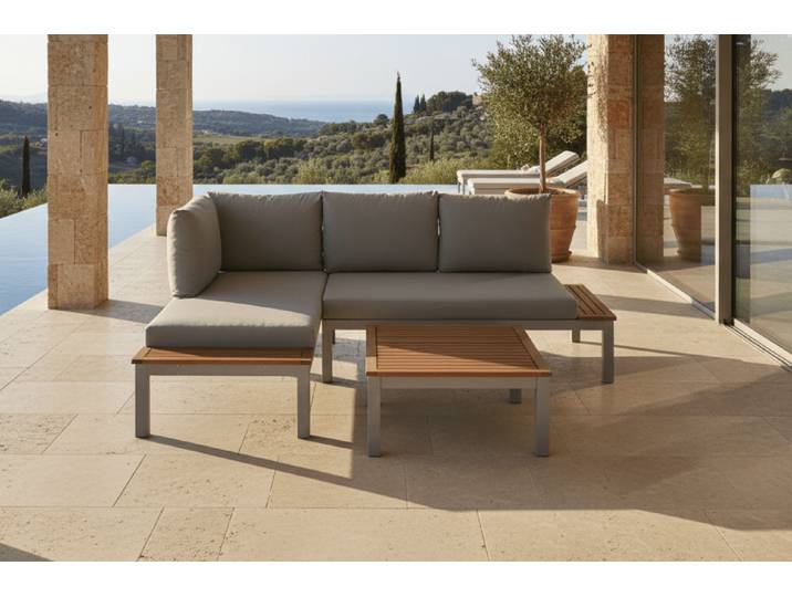 Garten Loungeset ModuFlex – modulares Aluminium Lounge-Set - Grau - Luxusbetten24